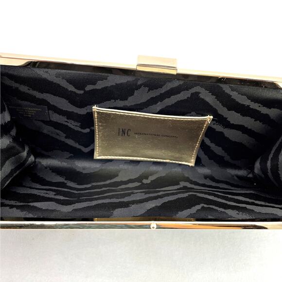 Bling It On Black Sequin Gold Clutch Bag Sequin INC Holiday Date Formal Party - Picture 2 of 4